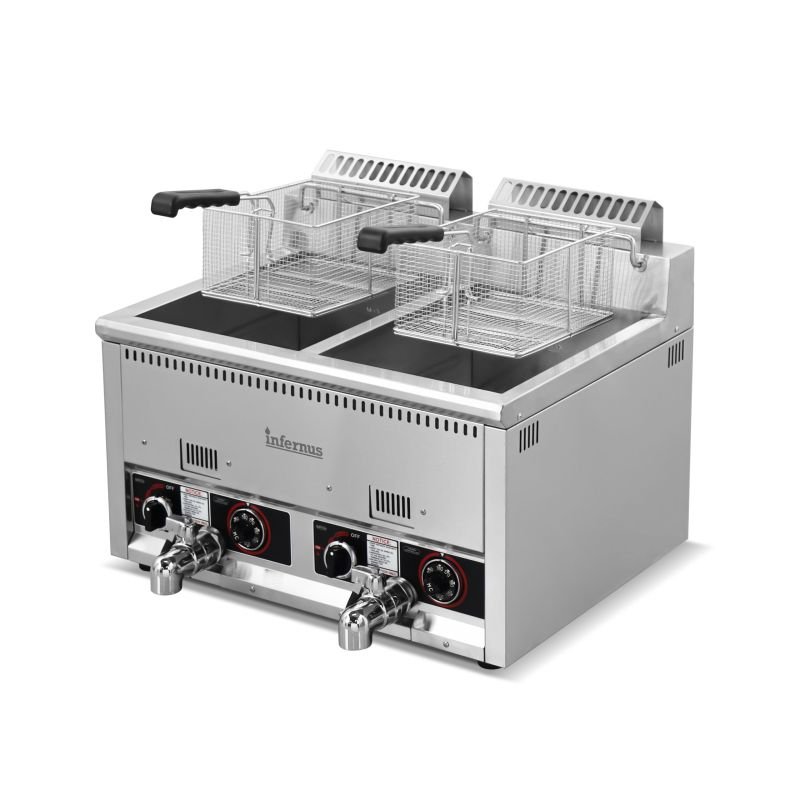 Infernus Countertop Twin Tank Gas Fryer NG