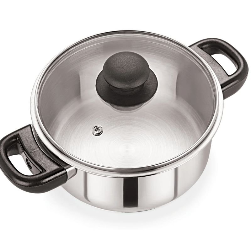 Stainless Steel Casserole Pot with Glass Lid 20cm/3L – Pack of 6