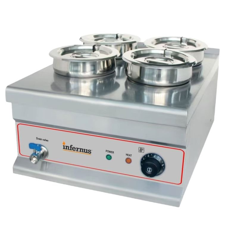 Infernus Electric Round Pot Bain Marie – 4 x 7L Pots