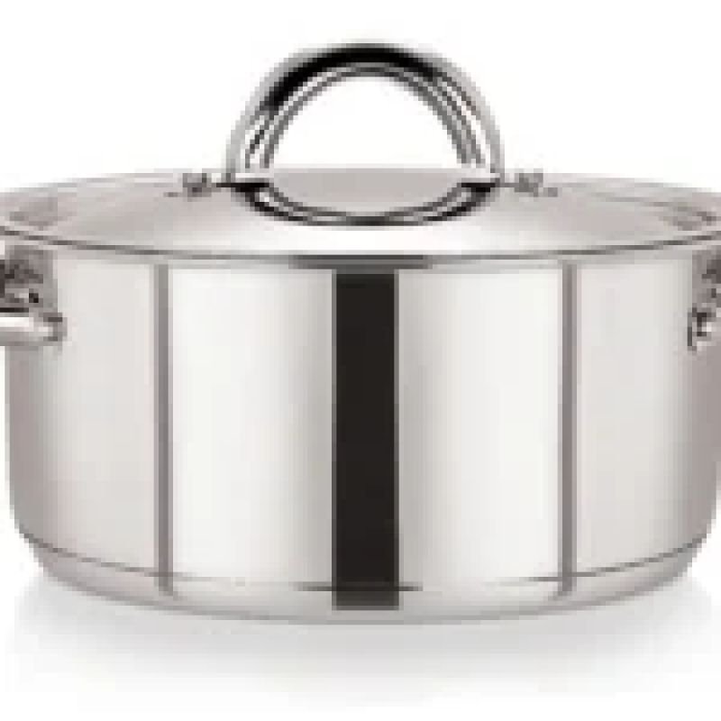 Stainless Steel Casserole Pot with Wide S/S Lid 24cm/5L – Pack of 6