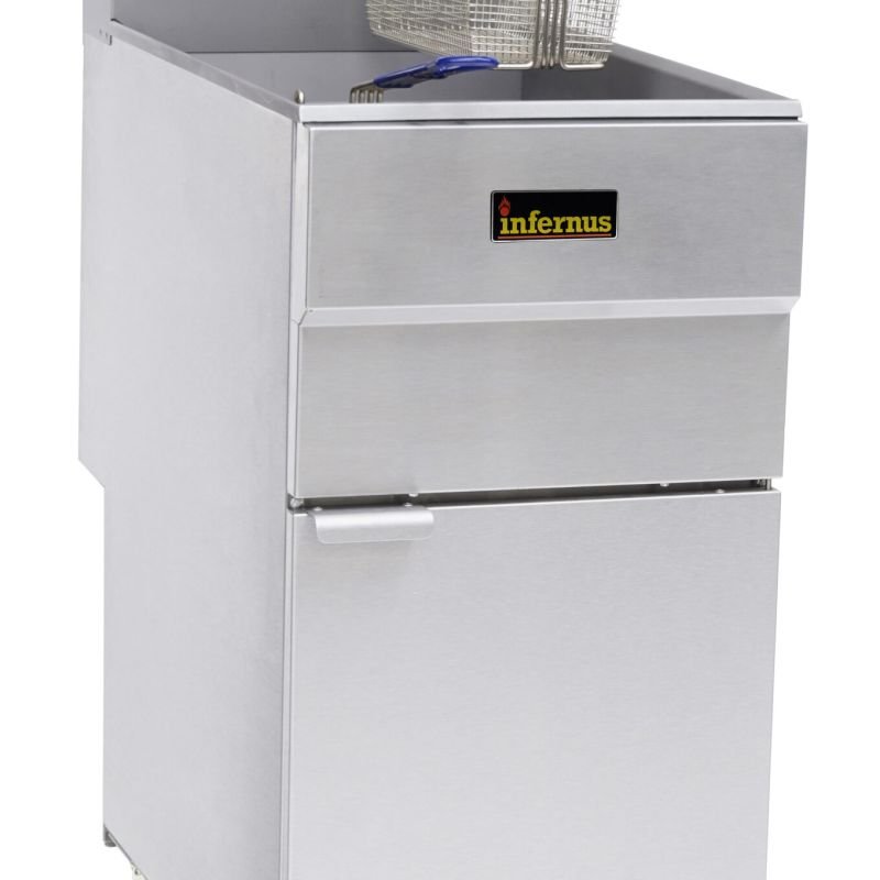 Infernus 3 Burner LPG Single Tank Twin Basket Gas Fryer – 23 Litres